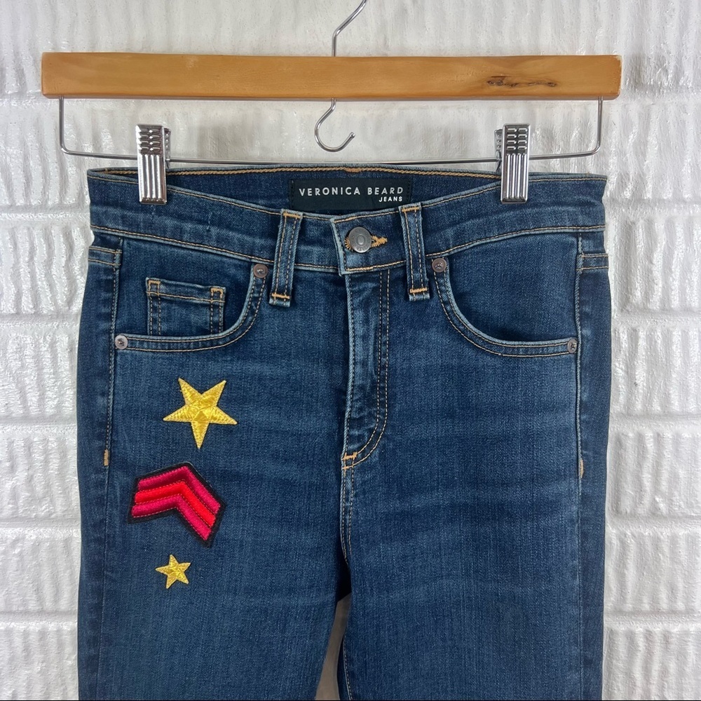 Veronica Beard | Kate 10” Patch Skinny Jean Raw Hem 24 - Picture 3 of 8